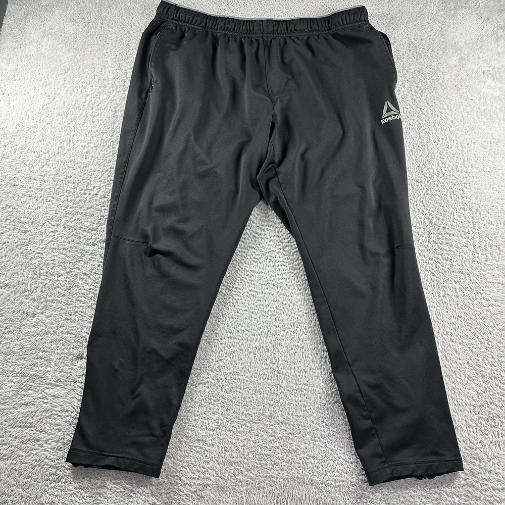 Reebok Track Pants Mens XXL 2XL Black Straight Speed Wick Athletic Basketball‎
